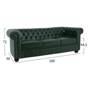 Three-seater sofa T, Chesterfield Hm3009,08 Pu Cyprus green