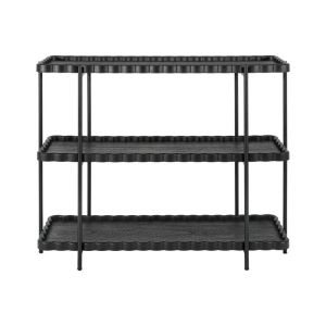 Three-tier auxiliary Mdf shelf with metal legs Fl03250 black color 122x42x96cm