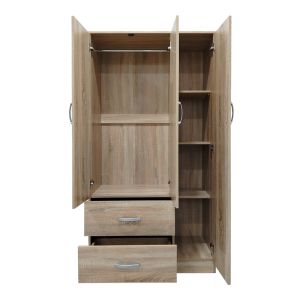 Three-door wardrobe with 2 drawers Lego in Sonoma color 90x42x180cm