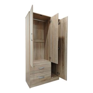 Three-door wardrobe with 2 drawers Lego in Sonoma color 90x42x180cm