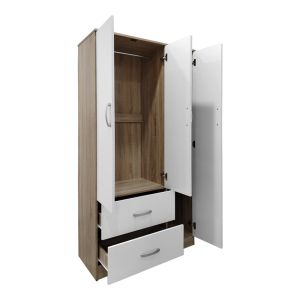 Three-door wardrobe with 2 drawers Lego in Sonoma-white color 90x42x180cm