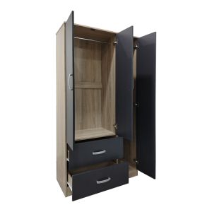Three-door wardrobe with 2 drawers Lego in Sonoma-dark gray 90x42x180cm