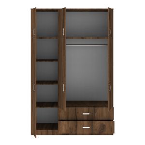 Трикрилен гардероб с чекмеджета Royal в орех-дъб 150x58x230см