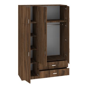 Трикрилен гардероб с чекмеджета Royal в орех-дъб 150x58x230см