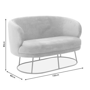 Three-seater sofa Amora plush dark gray 180x81x77cm