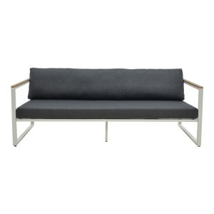 THREE-SEATER SOFA AURELIO METALLIC IN WHITE - CUSHIONS IN ANTHRACITE NUANCE 192X74X63CM