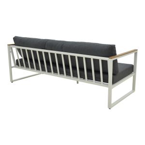 THREE-SEATER SOFA AURELIO METALLIC IN WHITE - CUSHIONS IN ANTHRACITE NUANCE 192X74X63CM