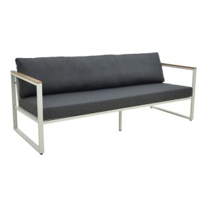 THREE-SEATER SOFA AURELIO METALLIC IN WHITE - CUSHIONS IN ANTHRACITE NUANCE 192X74X63CM