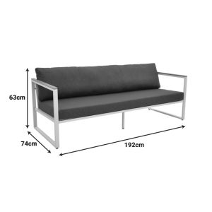 THREE-SEATER SOFA AURELIO METALLIC IN BLACK - CUSHIONS IN BLACK NUANCE 192X74X63CM