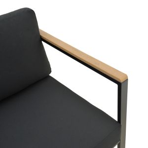 THREE-SEATER SOFA AURELIO METALLIC IN BLACK - CUSHIONS IN BLACK NUANCE 192X74X63CM