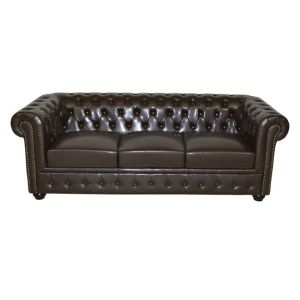 Three-seater Chesterfield sofa, dark brown leather Hm3009,01