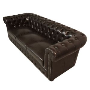 Three-seater Chesterfield sofa, dark brown leather Hm3009,01