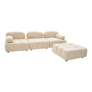 Three-seater sofa Stonehenge Hypnotic with stool boucle ecru 196x98x74cm