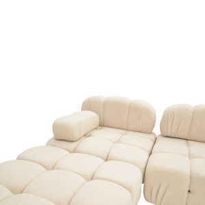 Three-seater sofa Stonehenge Hypnotic with stool boucle ecru 196x98x74cm