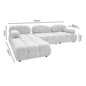 Three-seater sofa Stonehenge Hypnotic with stool boucle ecru 196x98x74cm