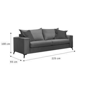 Three-seater sofa Verona anthracite 225x93x100cm