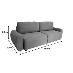 Hungie three-seater sofa bed with beige fabric 250x92x89cm
