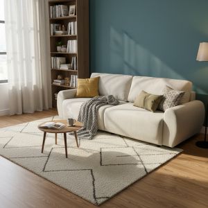 Hungie three-seater sofa bed with beige fabric 250x92x89cm