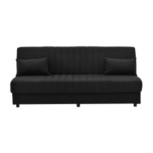 Three-seater sofa bed Romina with chest of drawers Space black textile 190x85x90cm