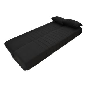Three-seater sofa bed Romina with chest of drawers Space black textile 190x85x90cm