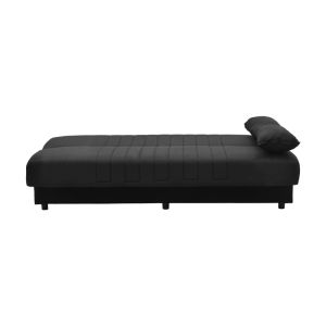 Three-seater sofa bed Romina with chest of drawers Space black textile 190x85x90cm