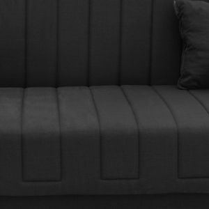 Three-seater sofa bed Romina with chest of drawers Space black textile 190x85x90cm