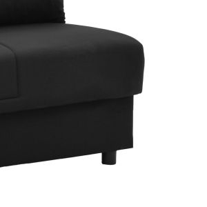 Three-seater sofa bed Romina with chest of drawers Space black textile 190x85x90cm