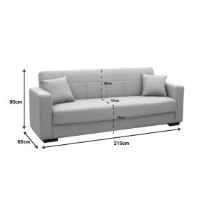Three-seater sofa bed Romina with chest Voxtextile anthracite color 215x85x80cm