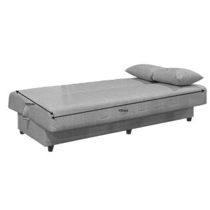 Three-seater sofa bed Romina with chest of drawers cream textile 190x85x90cm