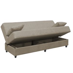 Three-seater sofa bed Romina with chest of drawers cream textile 190x85x90cm