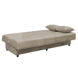 Three-seater sofa bed Romina with chest of drawers cream textile 190x85x90cm