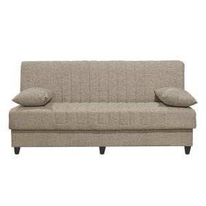 Three-seater sofa bed Romina with chest of drawers cream textile 190x85x90cm