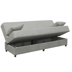 Three-seater sofa bed Romina with chest of drawers light gray textile 190x85x90cm