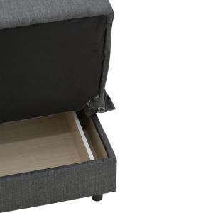 Three-seater sofa bed Romina with chest of drawers, textile, anthracite color, 190x85x90cm