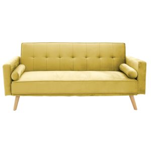 Three-seater sofa bed Success yellow plush 190x80x84cm