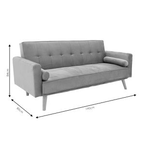 Three-seater sofa bed Success plush gray 190x80x84cm