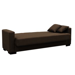 Three-seater sofa bed Vox with chest, brown textile, 215x85x80cm