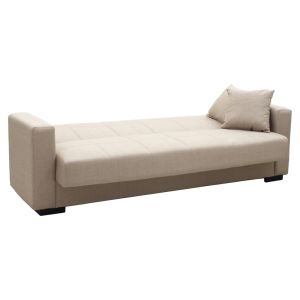 Three-seater sofa bed Vox with chest, cream textile, 215x85x80cm