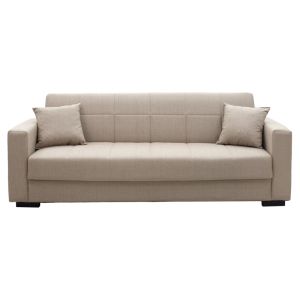 Three-seater sofa bed Vox with chest, cream textile, 215x85x80cm