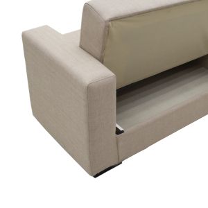 Three-seater sofa bed Vox with chest, cream textile, 215x85x80cm