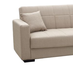 Three-seater sofa bed Vox with chest, cream textile, 215x85x80cm