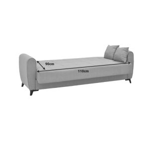 Three-seater sofa bed with chest Lincoln beige textile 225x85x90cm