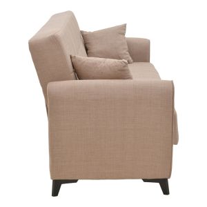 Three-seater sofa bed with chest Lincoln beige textile 225x85x90cm