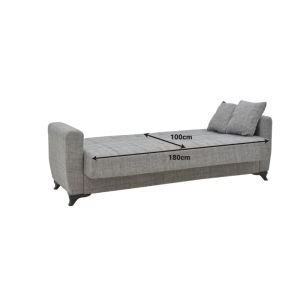 Three-seater sofa bed with chest Modesto light brown textile 215x85x80cm
