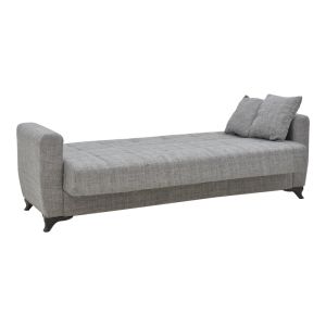 Three-seater sofa bed with chest Modesto gray textile 215x85x80cm