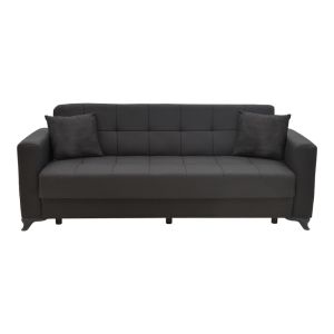 Three-seater sofa bed with chest Modesto black textile 215x85x80cm