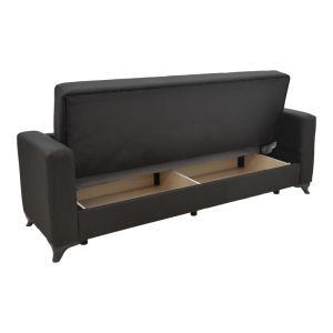 Three-seater sofa bed with chest Modesto black textile 215x85x80cm