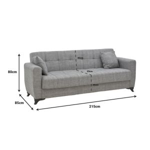 Three-seater sofa bed with chest Modesto black textile 215x85x80cm