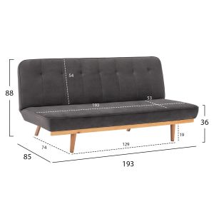Three-seater sofa bed gray Hm3168,01 193x85x88cm
