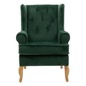 Тъмно зелено кресло дамаска кадифе Granny Valentia Chesterfield Polina2 73x77x100cm